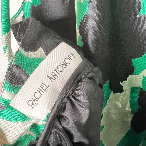 Rachel Antonoff Dress Green Black Floral Eliora Low Back Fit & Flare Size 12 - Picture 12 of 16